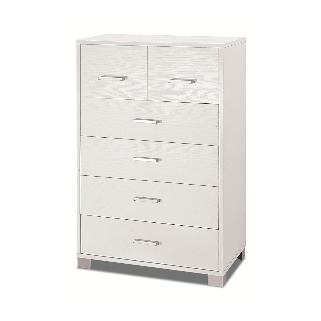 foto del prodotto cassettiera mobile con 4 cassetti grandi e 2 cassetti piccoli 70x41x112h cm in kit colore bianco fiammato