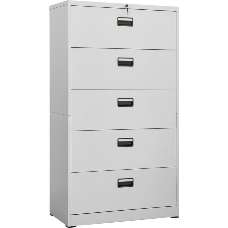 foto del prodotto cassettiera mobile per ufficio schedario 5 cassetti 90 x 46 x 164 cm in acciaio grigio dec024545