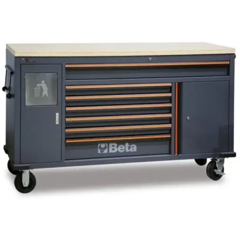 foto del prodotto cassettiera mobile work station con 7 cassetti e cestino portarifiuti integrato beta c45pro mws w