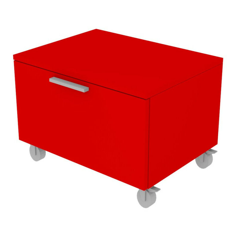foto del prodotto cassettiera moderna con cassetto ideale per cameretta o ufficio rosso
