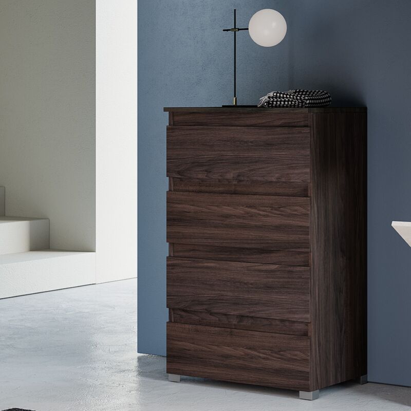 foto del prodotto cassettiera moderna in legno 4 cassetti 61x101h olmo caffe 