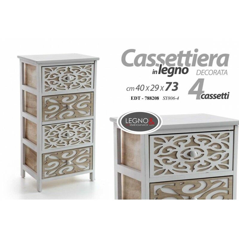foto del prodotto cassettiera multiuso 4 cassetti in legno cm 40 x 29 x 73 h