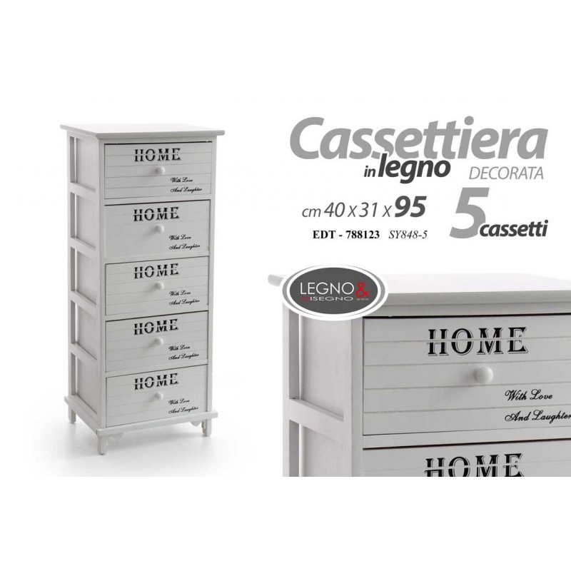 foto del prodotto cassettiera multiuso stretta legno bianca home cm 40 x 31 x 95 h