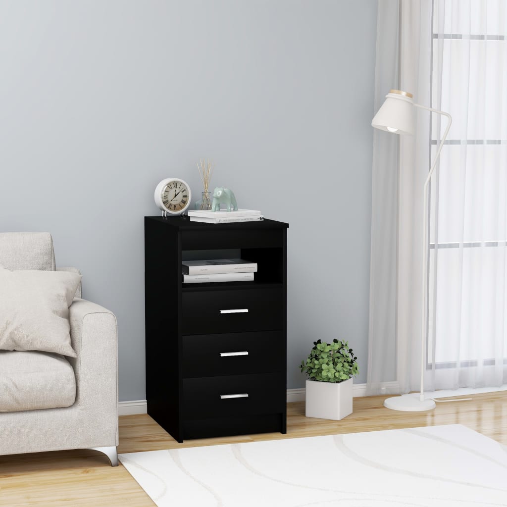 foto del prodotto cassettiera nera 40x50x76 cm in legno multistrato cod mxl 52578