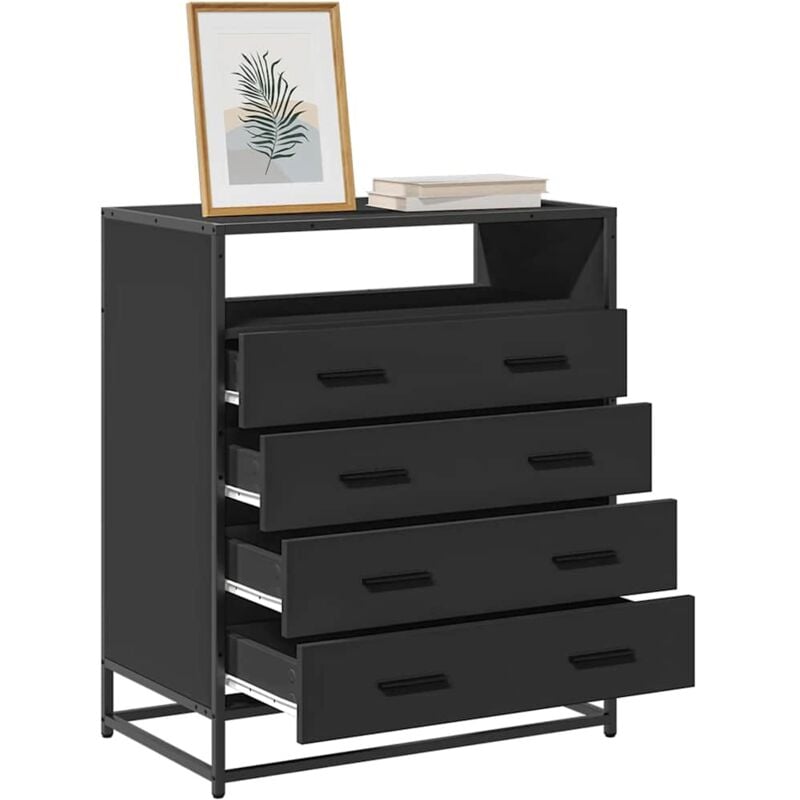 foto del prodotto cassettiera nera 70x41x83,5 cm in legno multistrato vidaxl
