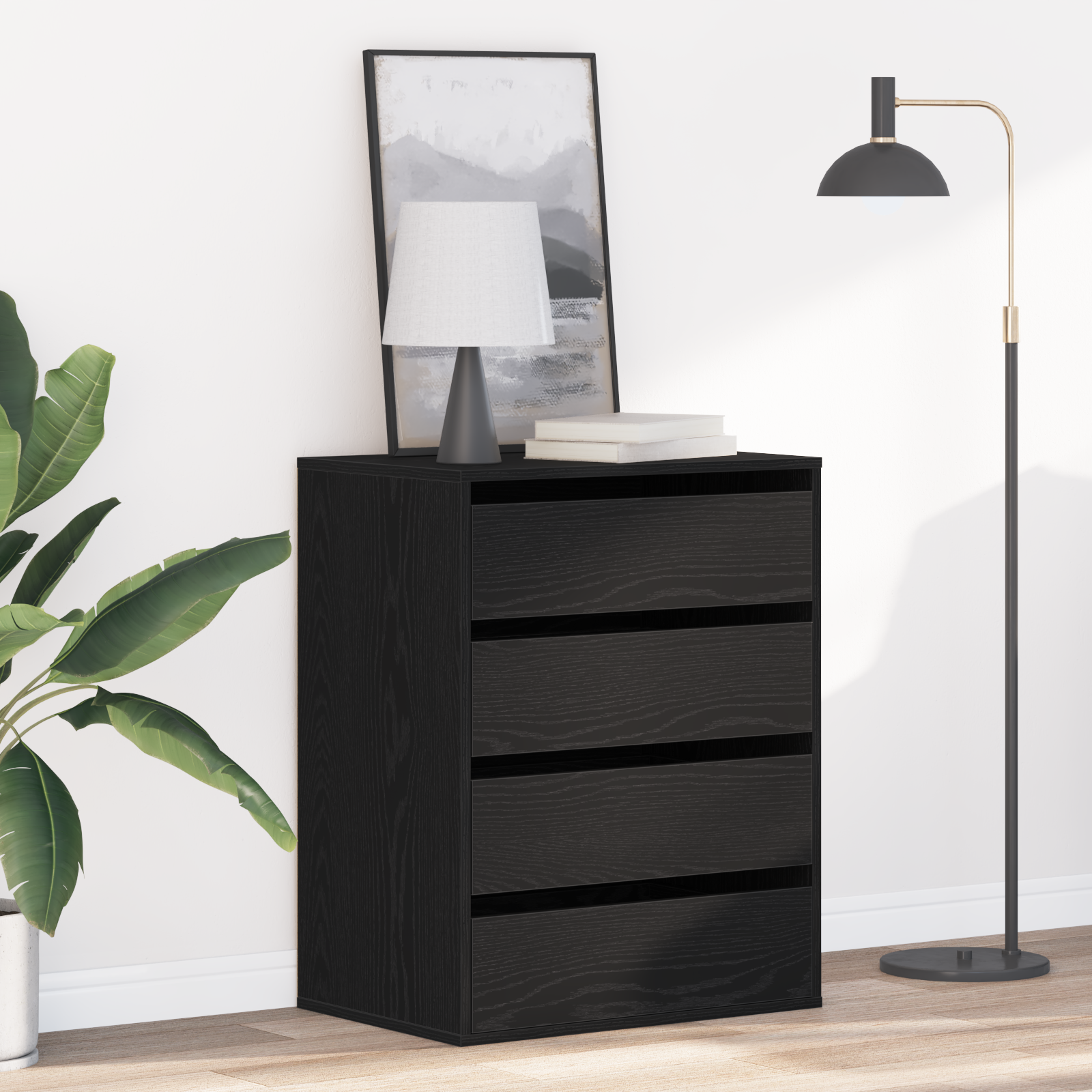 foto del prodotto cassettiera nero rovere 60x41x76 cm legno ingegnerizzato