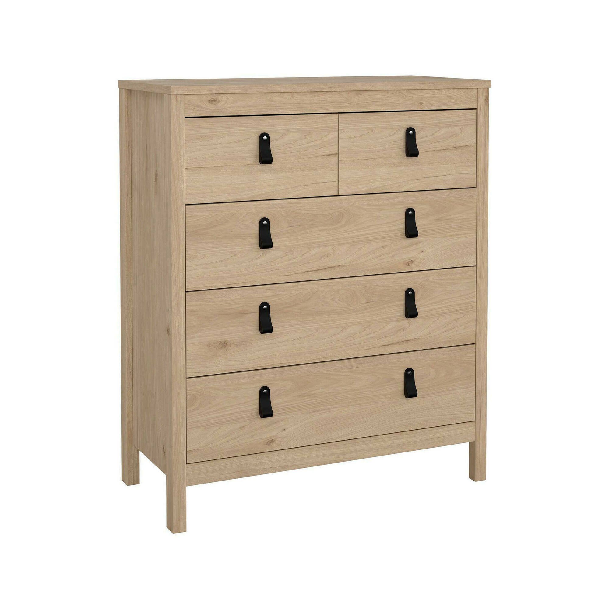 foto del prodotto cassettiera nicholas, settimino multiuso, comò camera da letto, mobile con cassetti, 82x38 h99 cm, rovere