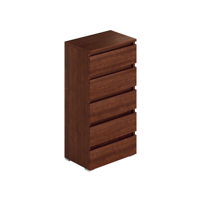 foto del prodotto cassettiera noce antico con 5 cassetti in legno