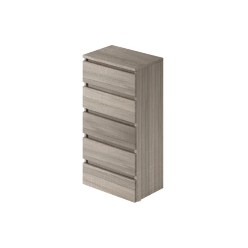 foto del prodotto cassettiera olmo con 5 cassetti in legno nobilitato.