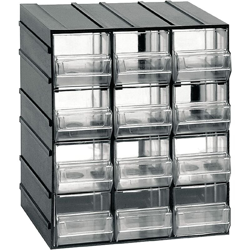 foto del prodotto cassettiera organizer porta minuterie impilabile ad incastro con 12 cassetti 19x15xh23 cm