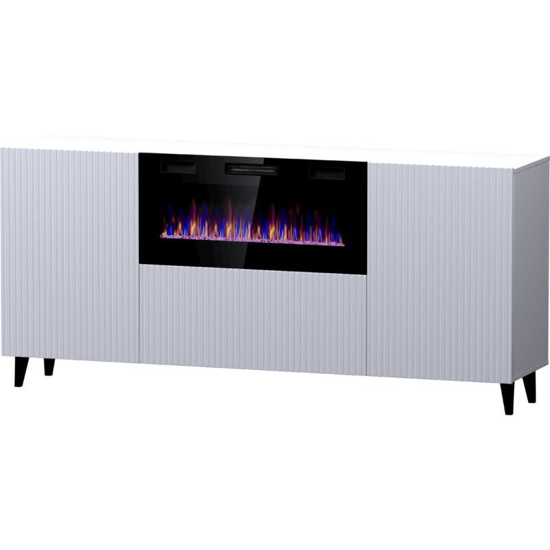foto del prodotto cassettiera pafos 180 cm bianco opaco caminetto elettrico