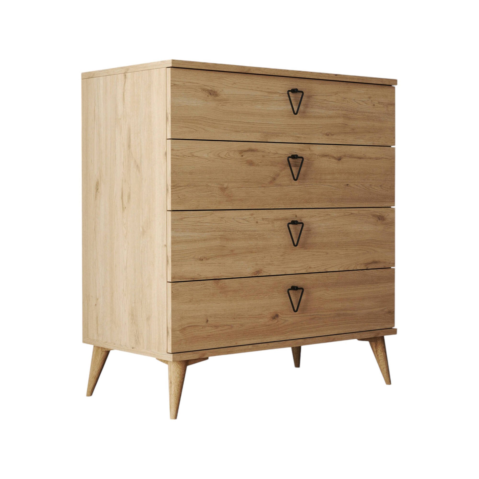 foto del prodotto cassettiera paula, settimino multiuso, comò camera da letto, mobile con cassetti, 80x45 h91 cm, quercia