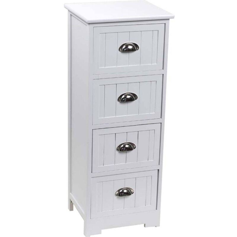 foto del prodotto cassettiera paulownia mdf 4 cassetti con maniglia bianco tendance