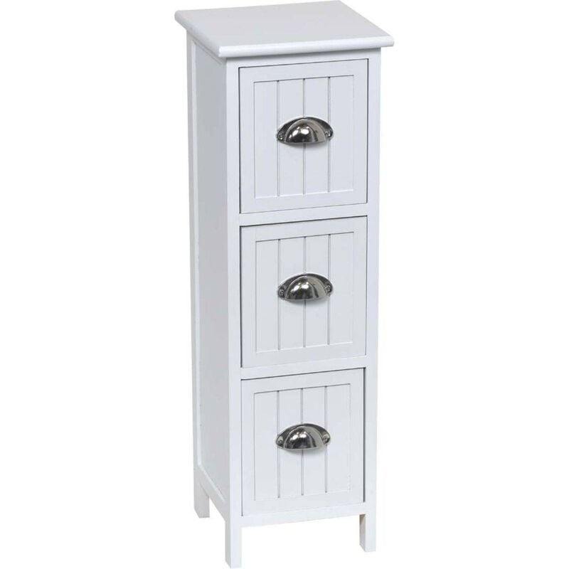 foto del prodotto cassettiera paulownia mdf a 3 cassetti con maniglia bianco tendance