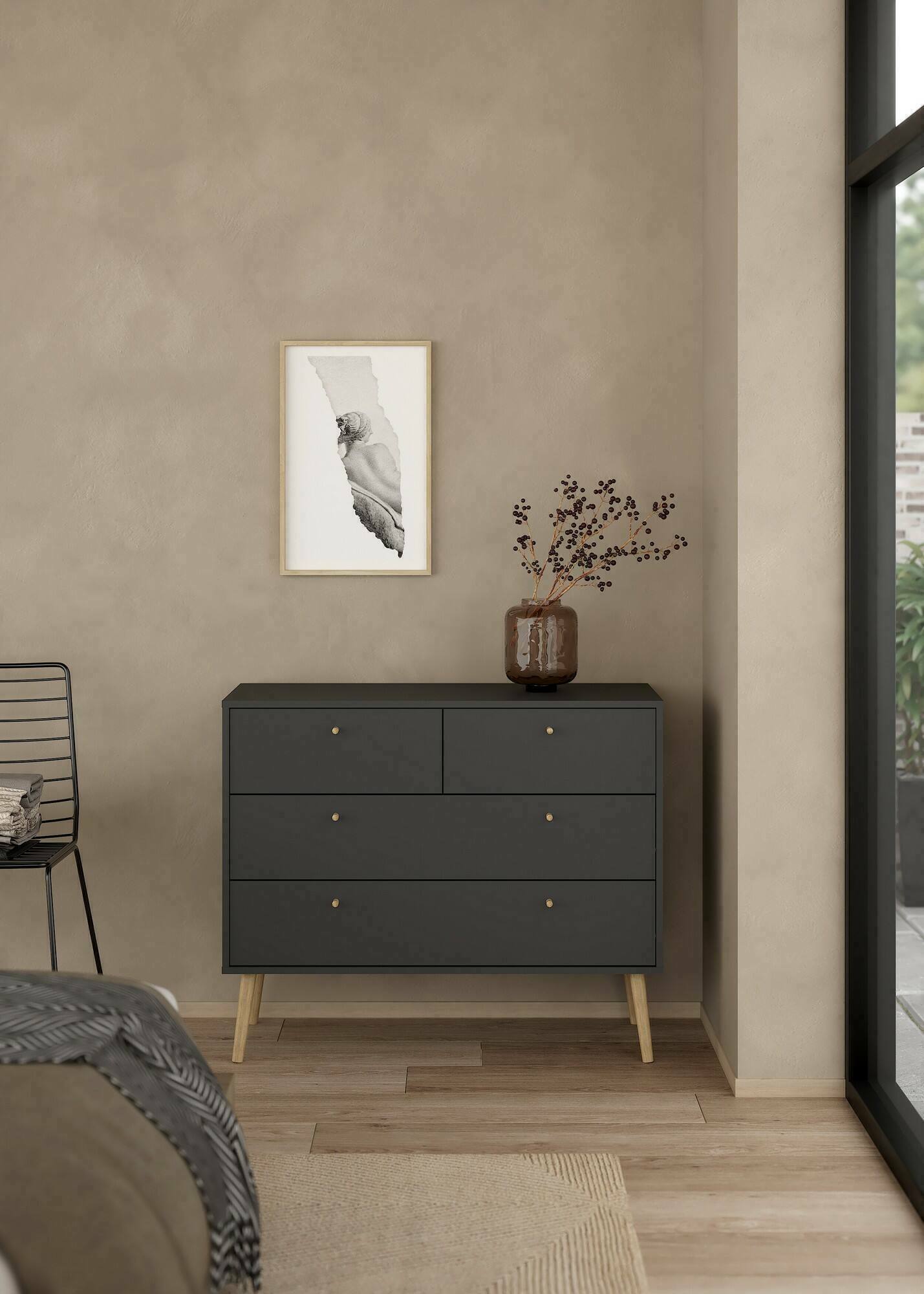 foto del prodotto cassettiera pelagie, settimino multiuso, com camera da letto, mobile con cassetti, 99x39 h82 cm, grigio