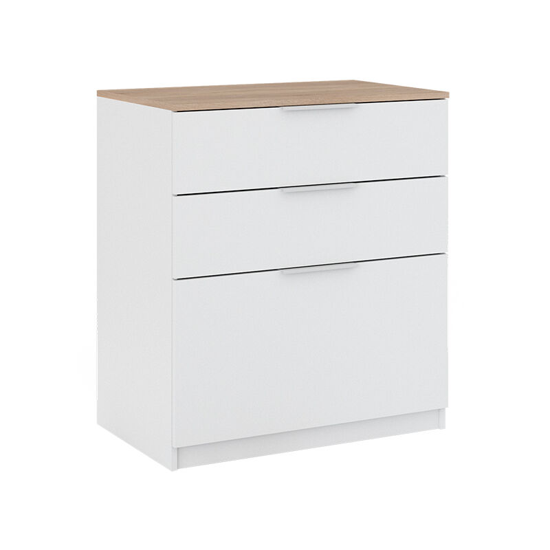 foto del prodotto cassettiera per camera da letto betti, bianco sonoma, 80 x 90 cm con 3 cassetti vicco