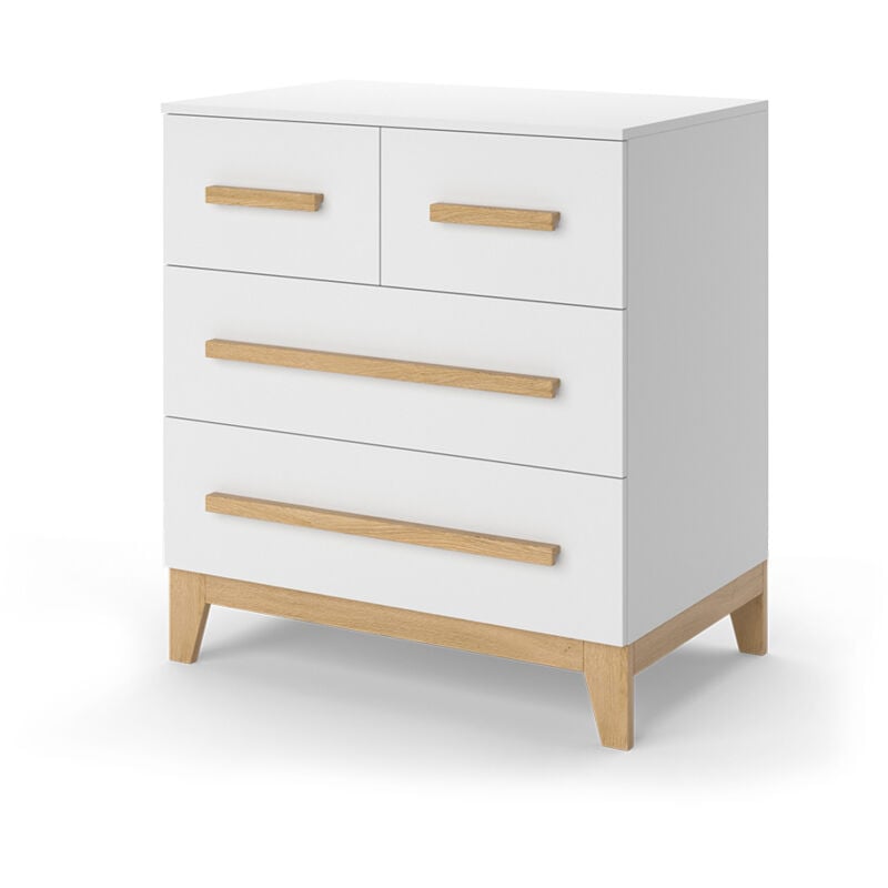 foto del prodotto cassettiera per camera da letto malia, bianco quercia, 80 x 88 cm con 4 cassetti vitalispa