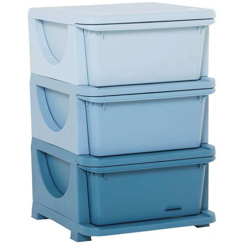 foto del prodotto cassettiera per cameretta 3 cassetti 37x37x56,5 cm in plastica blu