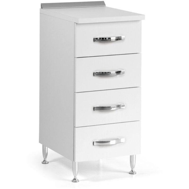 foto del prodotto cassettiera per cucina in legno nobilitato bianco frassinato cm h 85x50x40
