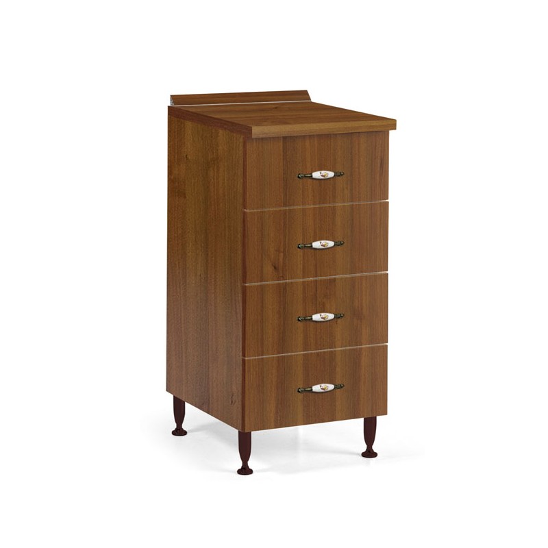 foto del prodotto cassettiera per cucina legno nobilitato 4 cassetti noce antico cm h 85x50x40