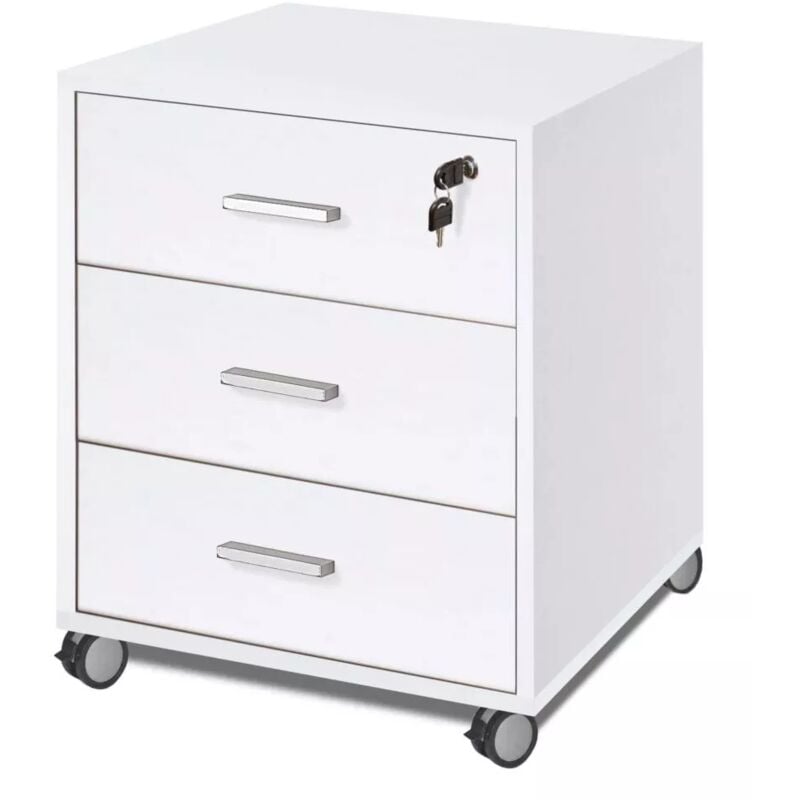foto del prodotto cassettiera per ufficio tre cassetti con ruote bianco cenere 50x41x h70 cm