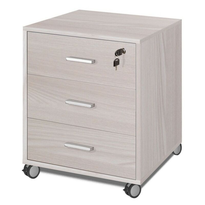 foto del prodotto cassettiera per ufficio tre cassetti con ruote olmo 50x41x h70 cm