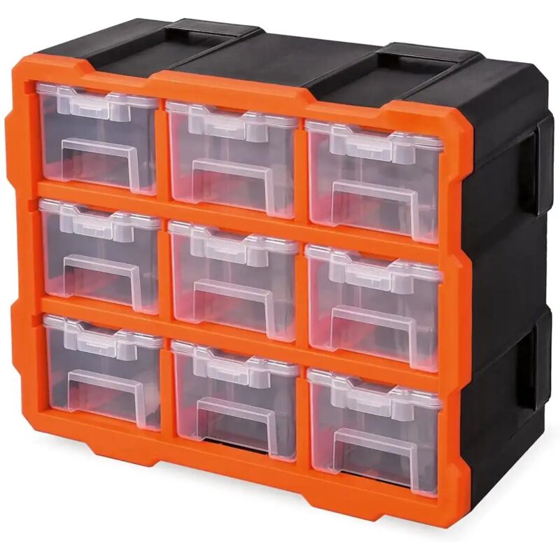 foto del prodotto cassettiera porta minuterie 9 scomparti a parete per viti bulloni in plastica
