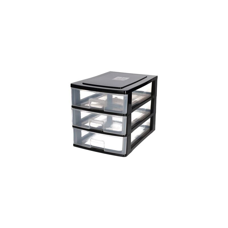 foto del prodotto cassettiera portaoggetti con 3 cassetti nera