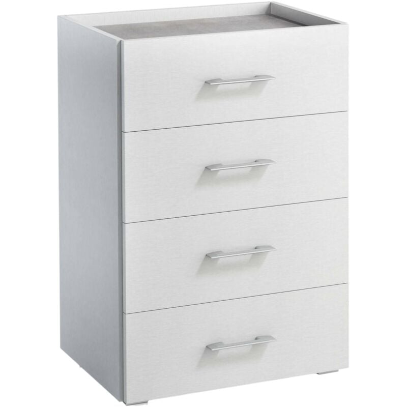 foto del prodotto cassettiera primula, settimanale a 4 cassetti per camera da letto, mobiletto multiuso da ufficio o studio, cm 60x41h87, bianco, con imballo
