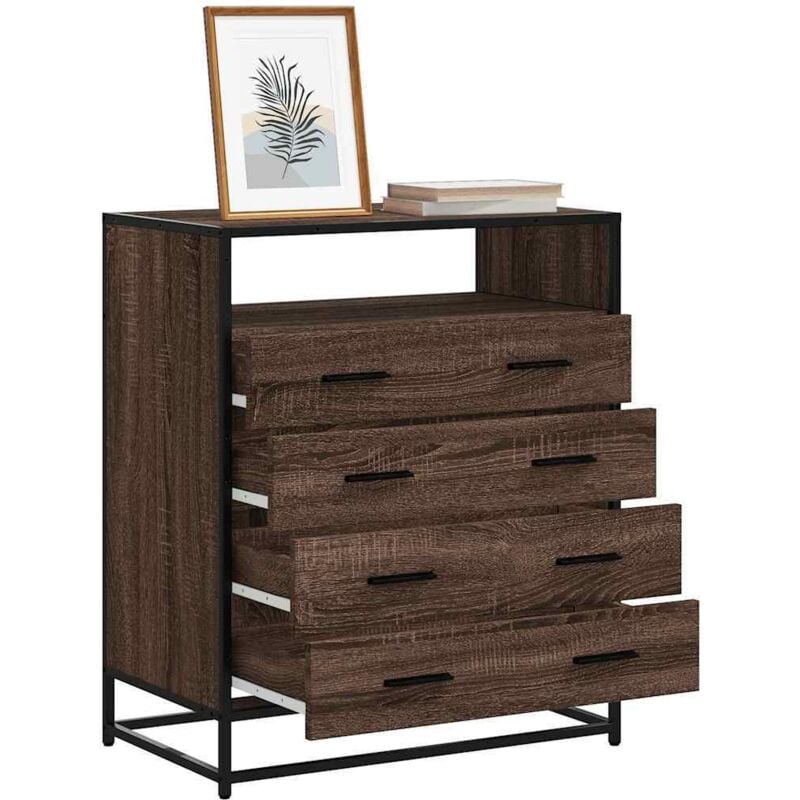foto del prodotto cassettiera rovere marrone 70x41x83,5 cm in legno multistrato vidaxl