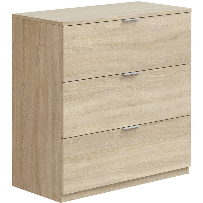 foto del prodotto cassettiera santi 3 cassetti color rovere, 77 cm larghezza