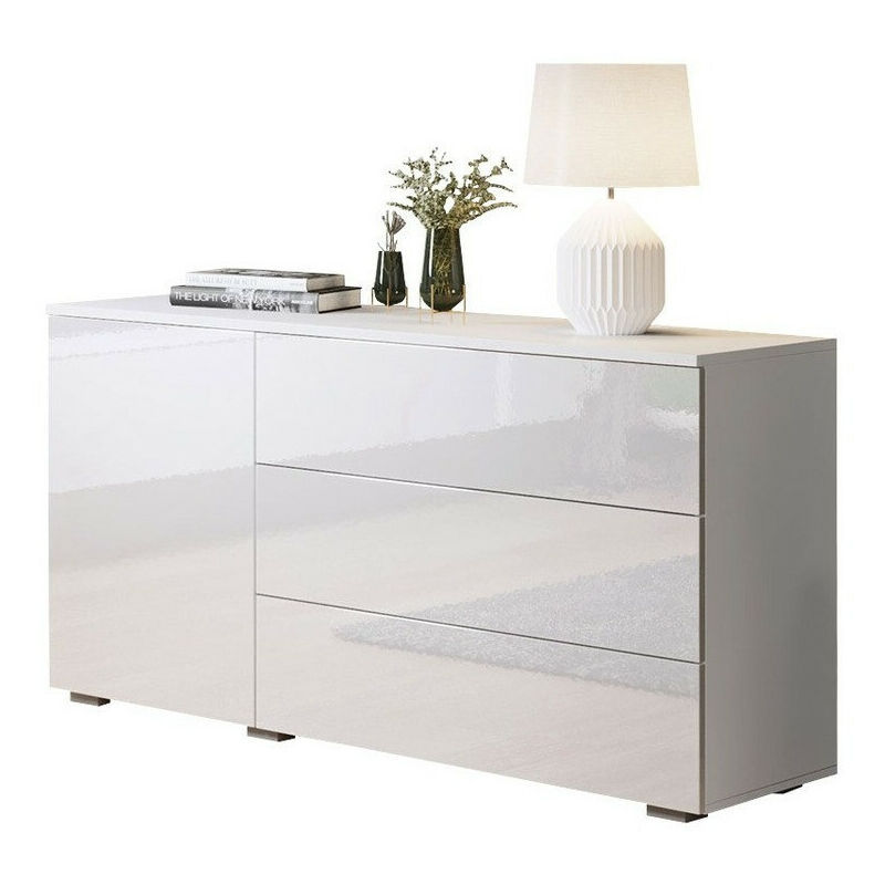 foto del prodotto cassettiera sarasota 128, bianco bianco lucido, con cassetti e ante, numero di cassetti 0, 68x111x39cm