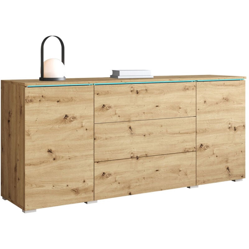 foto del prodotto cassettiera sarasota 142, rovere artisan, con cassetti e ante, numero di cassetti 0, 66x150x40cm, led con