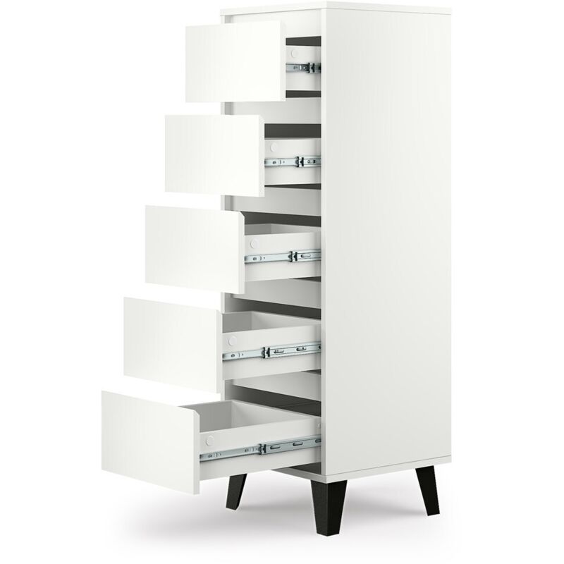 foto del prodotto cassettiera scandi 5s su gambe 5 cassetti alta bianca per ufficio casa