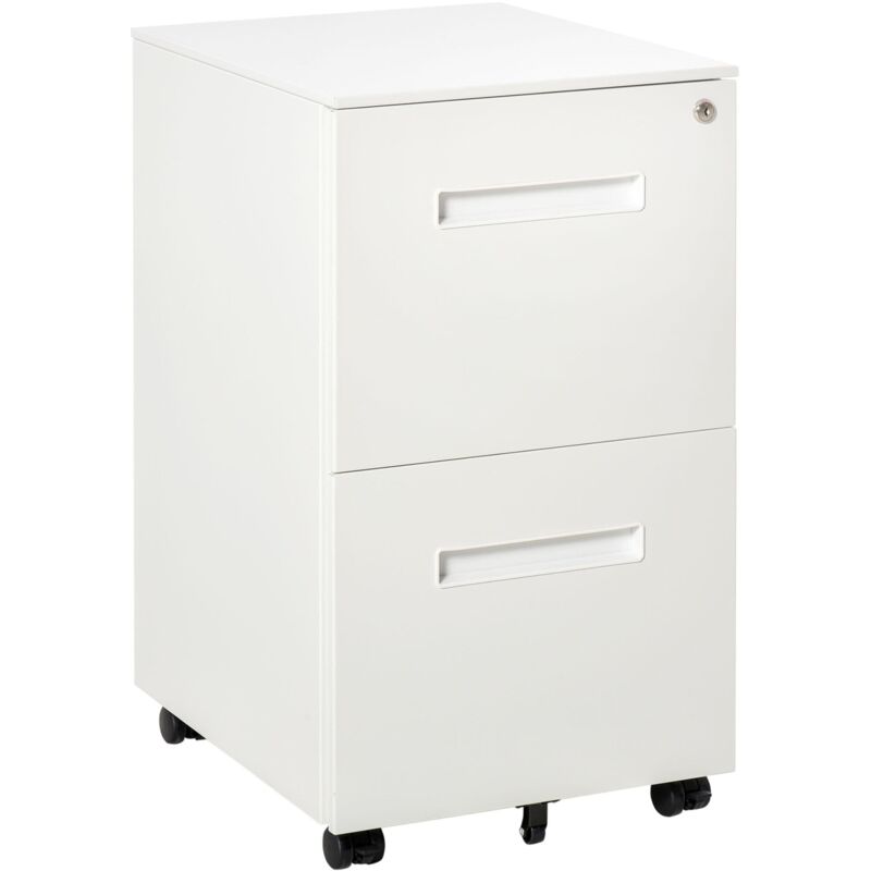 foto del prodotto cassettiera schedario 2 cassetti da ufficio 39x48x67 cm in acciaio bianco