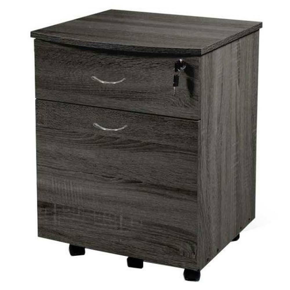 foto del prodotto cassettiera scrivania casa ufficio legno mdf con 2 cassetti e 5 ruote wenge'