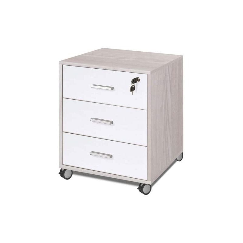 foto del prodotto cassettiera scrivania ufficio in legno con 3 cassetti