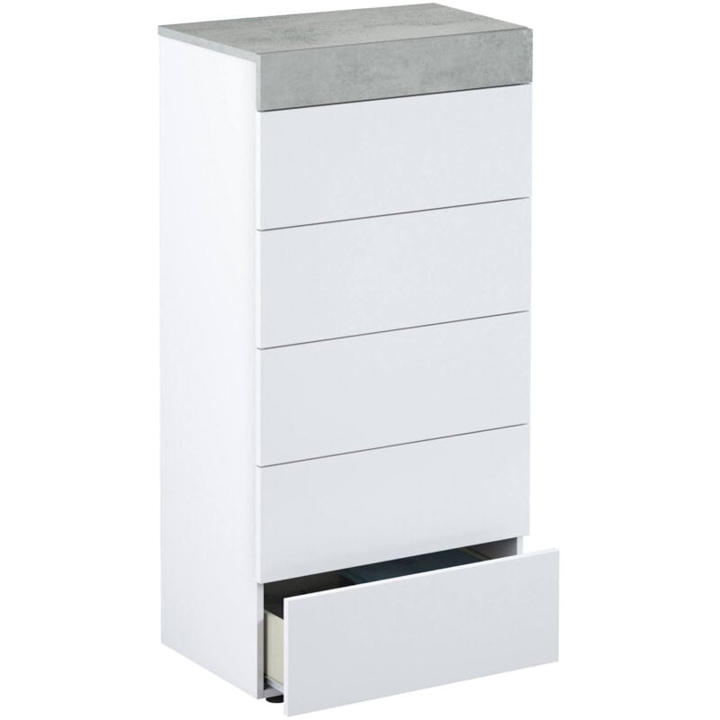 foto del prodotto cassettiera, settimanale a 5 cassetti, mobile com per camera da letto, com moderno, cm 61x40h118, bianco