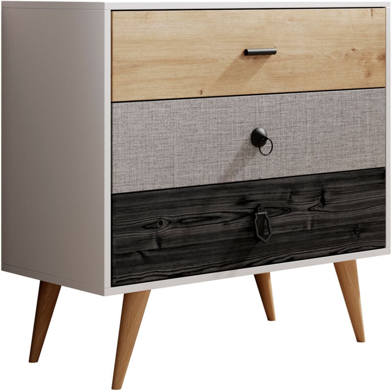 foto del prodotto cassettiera settimanale com moderno madia camera da letto cassetone 3 cassetti struttura bianca 80x78,8x39,5cm modello leticia