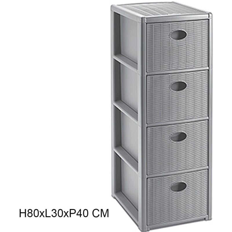 foto del prodotto cassettiera slim salvaspazio 4 cassetti mobile stretto per bagno cucina ufficio portaoggetti in plastica colorigenerali bianco