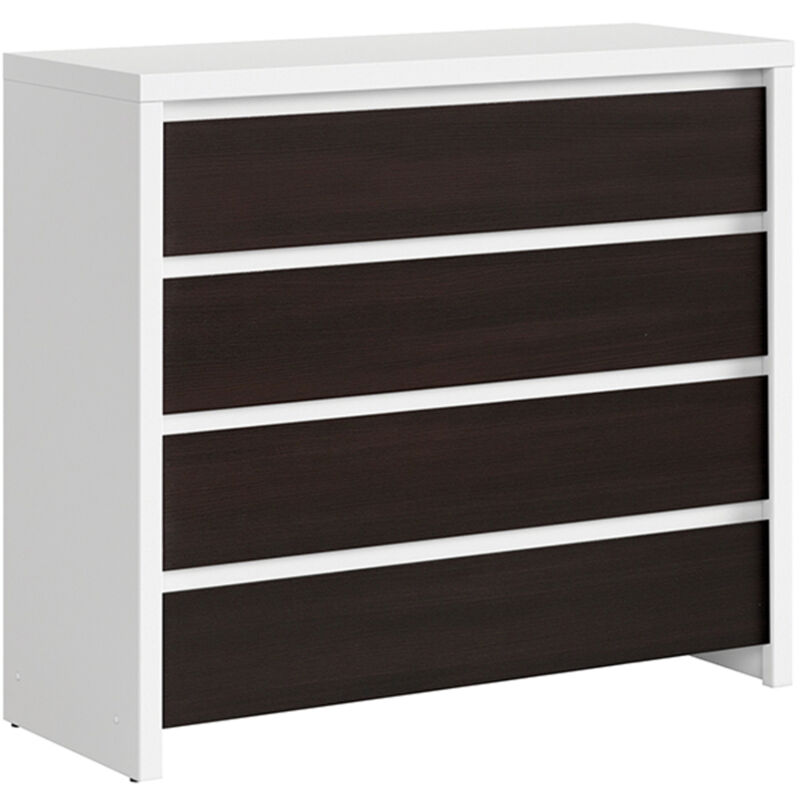 foto del prodotto cassettiera soren bianco e marrone scuro 112cm