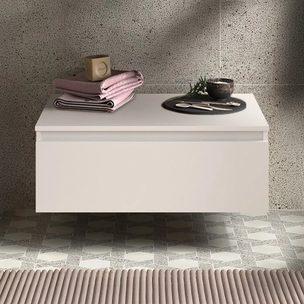 foto del prodotto cassettiera sospesa bagno 60 cm in legno mdf bianco opaco sumo