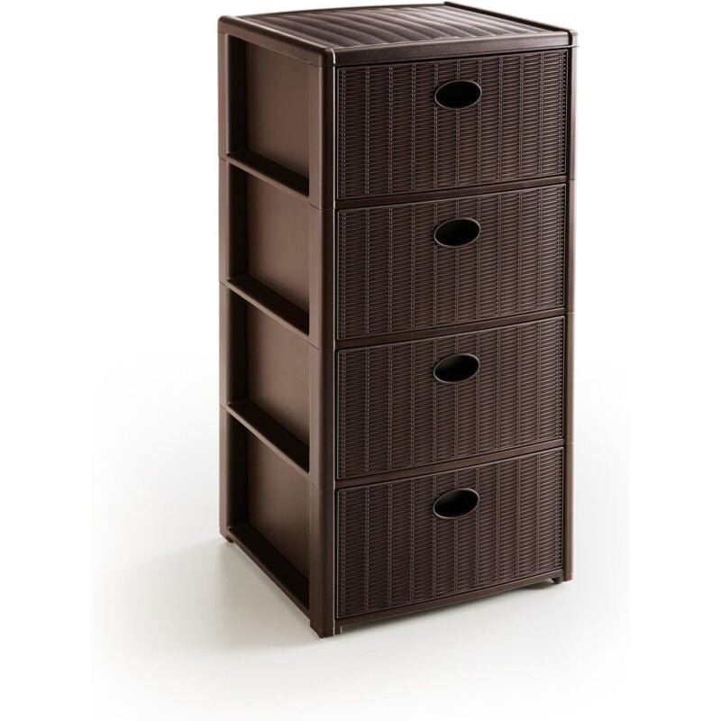 foto del prodotto cassettiera stefanplast elegance in moka con 4 cassetti, dimensioni 40x40 cm, altezza 80 cm