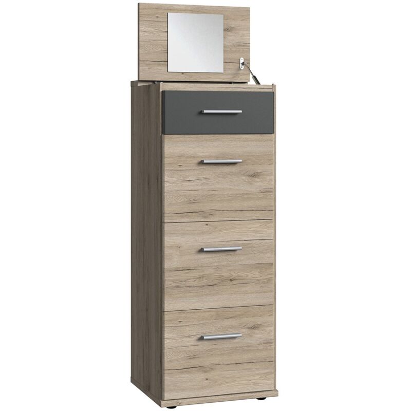 foto del prodotto cassettiera toeletta con 4 cassetti e specchio l46 cm