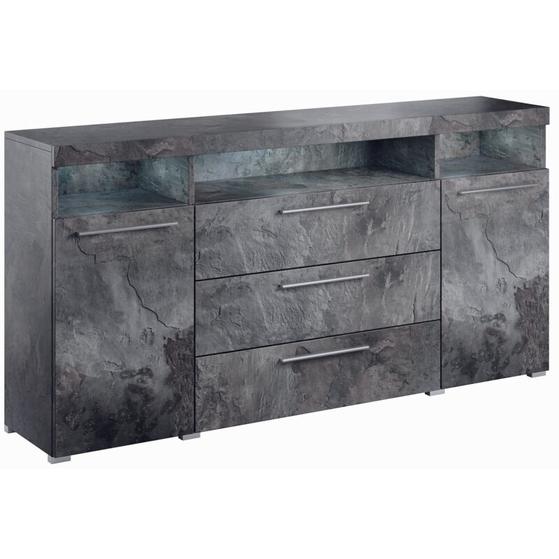 foto del prodotto cassettiera torvire 109, cemento scuro, con cassetti e ante, numero di cassetti 0, 92x182x39cm, led senza