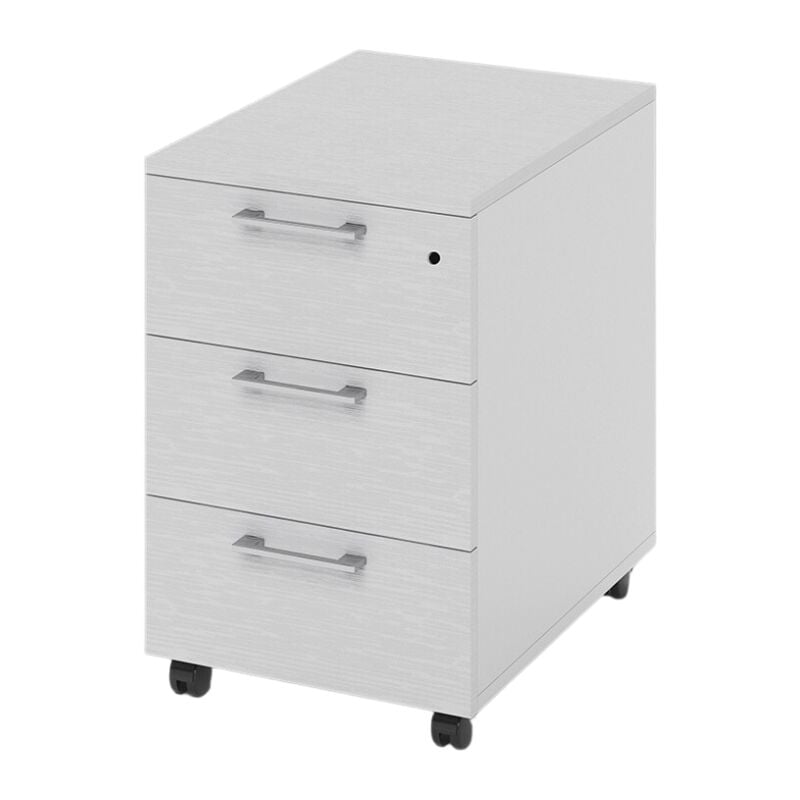 foto del prodotto cassettiera tre cassetti da ufficio con ruote e serratura colore bianco h40x58x55cm