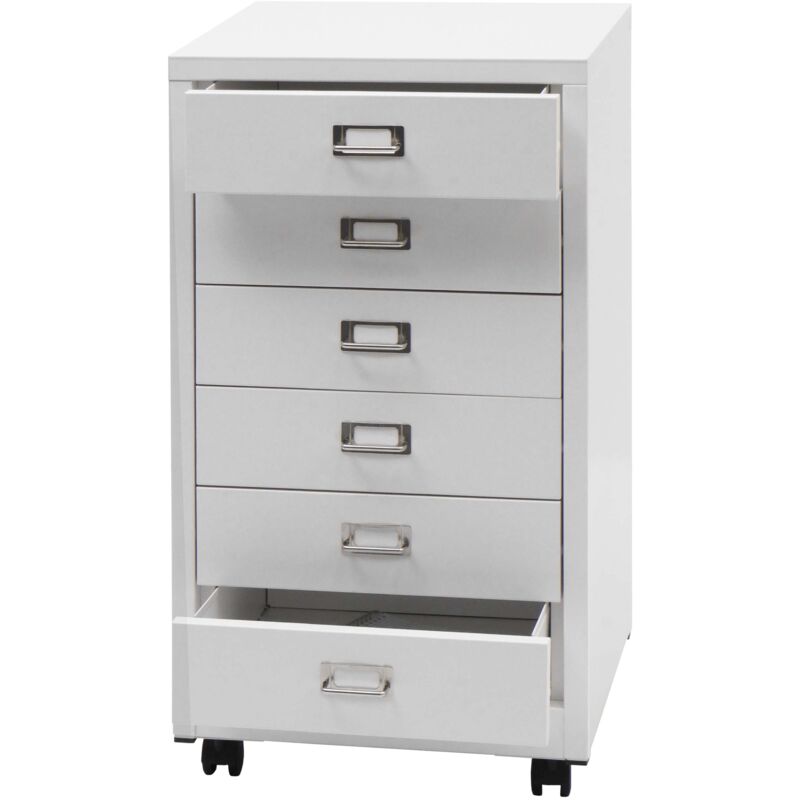 foto del prodotto cassettiera ufficio 75 x 40 x 41 cm 6 cassetti metallo bianco 040008272