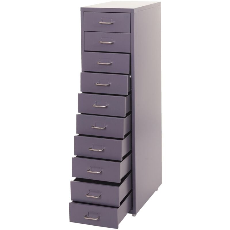 foto del prodotto cassettiera ufficio ufficio 110 x 28 x 41 cm 10 cassetti in acciaio grigio scuro 040008256