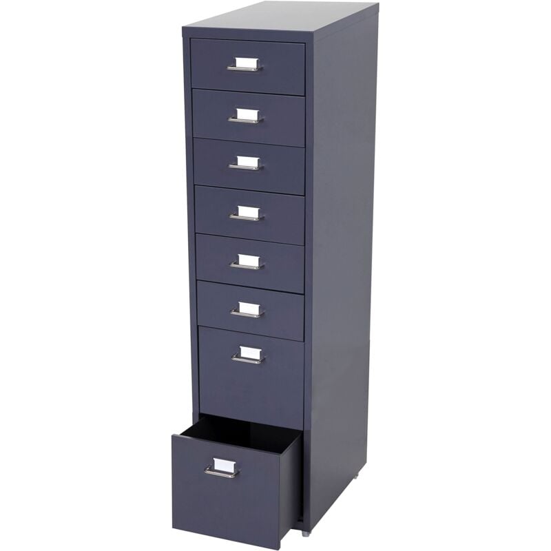 foto del prodotto cassettiera ufficio ufficio 110x28x41 cm 8 cassetti in acciaio grigio scuro 040008257