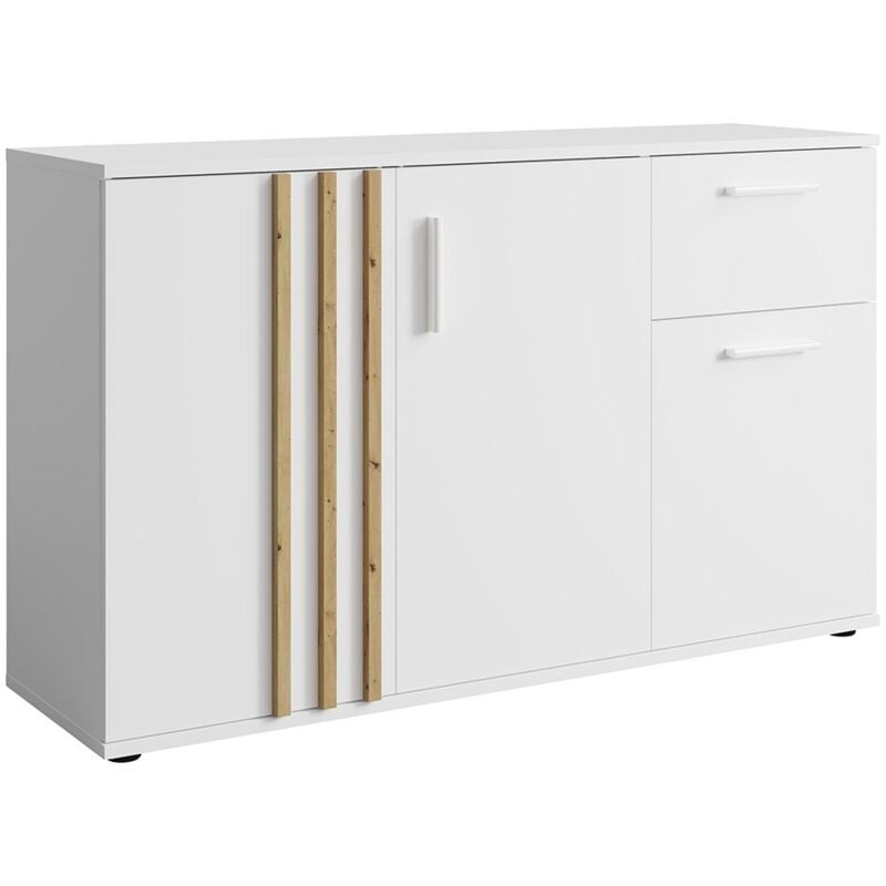 foto del prodotto cassettiera varia 3 porte e 1 cassetto design moderno colore bianco e rovere artigianale